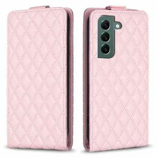 For Samsung Galaxy S22 5G Diamond Lattice Vertical Flip Leather Phone Case(Pink)