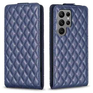 For Samsung Galaxy S23 Ultra 5G Diamond Lattice Vertical Flip Leather Phone Case(Blue)