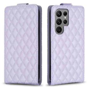 For Samsung Galaxy S23 Ultra 5G Diamond Lattice Vertical Flip Leather Phone Case(Purple)