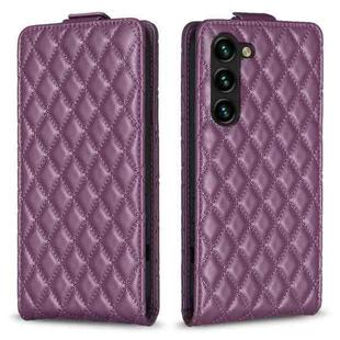 For Samsung Galaxy S23 5G Diamond Lattice Vertical Flip Leather Phone Case(Dark Purple)