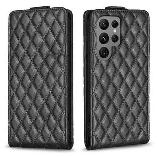 For Samsung Galaxy S24 Ultra 5G Diamond Lattice Vertical Flip Leather Phone Case(Black)