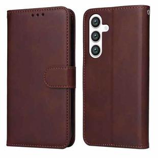 For Samsung Galaxy S24+ Classic Calf Texture Flip Leather Phone Case(Brown)