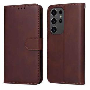 For Samsung Galaxy S24 Ultra Classic Calf Texture Flip Leather Phone Case(Brown)