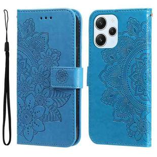 For Xiaomi Redmi 12 4G 7-petal Flowers Embossing Leather Phone Case(Blue)
