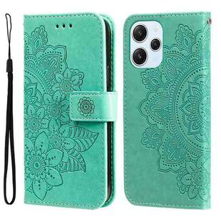 For Xiaomi Redmi 12 4G 7-petal Flowers Embossing Leather Phone Case(Green)