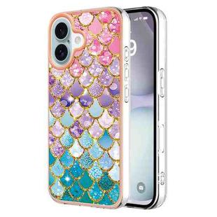 For iPhone 16 Plus Electroplating Pattern IMD TPU Shockproof Case(Colorful Scales)