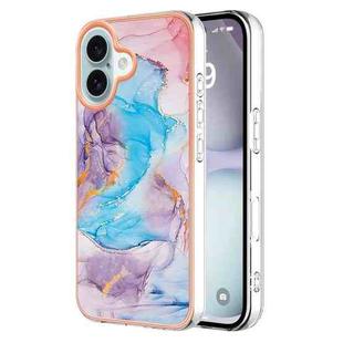 For iPhone 16 Plus Electroplating Pattern IMD TPU Shockproof Case(Milky Way Blue Marble)