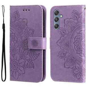 For Samsung Galaxy M34 5G 7-petal Flowers Embossing Leather Phone Case(Light Purple)