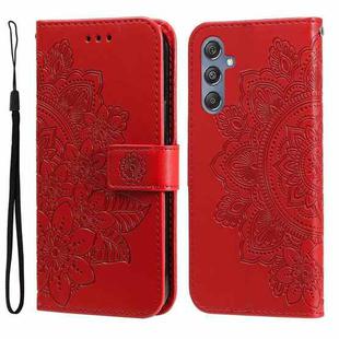 For Samsung Galaxy M34 5G 7-petal Flowers Embossing Leather Phone Case(Red)