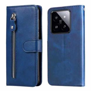 For Xiaomi 14 Pro Fashion Calf Texture Zipper Leather Phone Case(Blue)