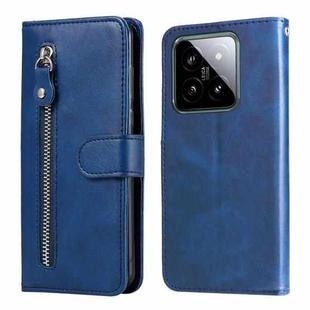 For Xiaomi 14 Fashion Calf Texture Zipper Leather Phone Case(Blue)