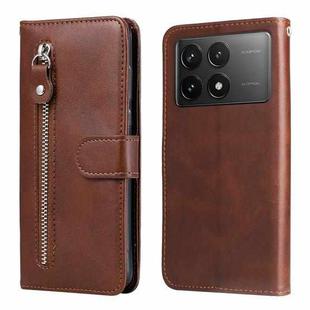 For Xiaomi Redmi K70 / K70 Pro Fashion Calf Texture Zipper Leather Phone Case(Brown)