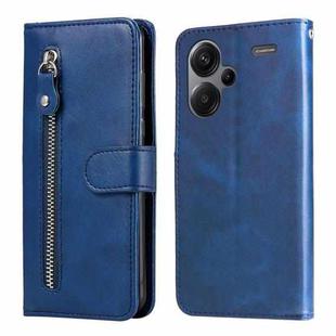 For Xiaomi Redmi Note13 Pro+ 5G Global Fashion Calf Texture Zipper Leather Phone Case(Blue)