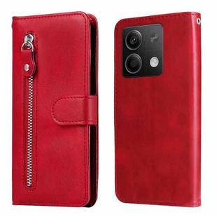 For Xiaomi Redmi Note13 5G Global Fashion Calf Texture Zipper Leather Phone Case(Red)