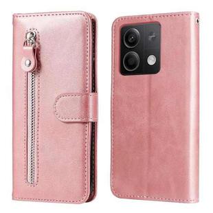 For Xiaomi Redmi Note13 5G Global Fashion Calf Texture Zipper Leather Phone Case(Rose Gold)