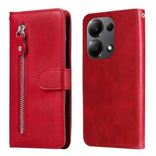 For Xiaomi Redmi Note13 Pro 4G Global/Poco M6 Pro 4G Fashion Calf Texture Zipper Leather Phone Case(Red)