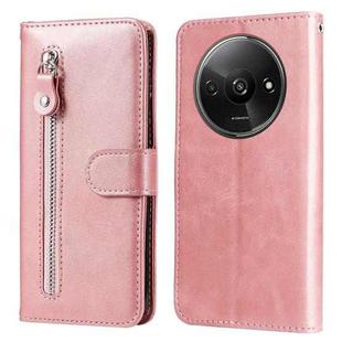 For Xiaomi Redmi A3 Fashion Calf Texture Zipper Leather Phone Case(Rose Gold)