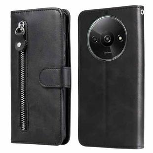 For Xiaomi Redmi A3 Fashion Calf Texture Zipper Leather Phone Case(Black)