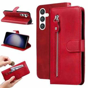 For Samsung Galaxy S23 FE 5G Fashion Calf Texture Zipper Leather Phone Case(Red)