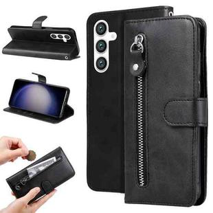 For Samsung Galaxy S23 FE 5G Fashion Calf Texture Zipper Leather Phone Case(Black)