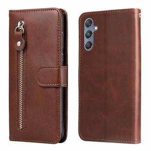 For Samsung Galaxy M34 5G Fashion Calf Texture Zipper Leather Phone Case(Brown)