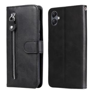 For Samsung Galaxy A05 Fashion Calf Texture Zipper Leather Phone Case(Black)