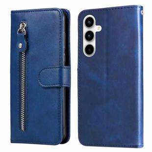 For Samsung Galaxy A35 Fashion Calf Texture Zipper Leather Phone Case(Blue)