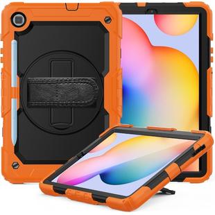For Samsung Galaxy Tab S6 Lite P610 Shockproof Colorful Silicone + PC Protective Case with Holder & Shoulder Strap & Hand Strap & Pen Slot(Orange)