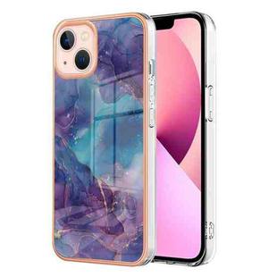 For iPhone 15 Plus Electroplating Marble Dual-side IMD Phone Case(Purple 016)