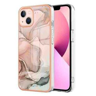 For iPhone 15 Plus Electroplating Marble Dual-side IMD Phone Case(Rose Gold 015)