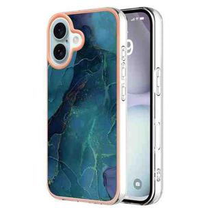 For iPhone 16 Plus Electroplating Marble Dual-side IMD Phone Case(Green 017)