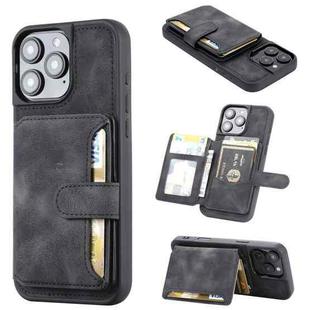 For iPhone 16 Pro Max Skin Feel Dream RFID Anti-theft PU Card Bag Phone Case(Black)