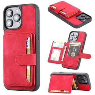 For iPhone 16 Pro Max Skin Feel Dream RFID Anti-theft PU Card Bag Phone Case(Red)