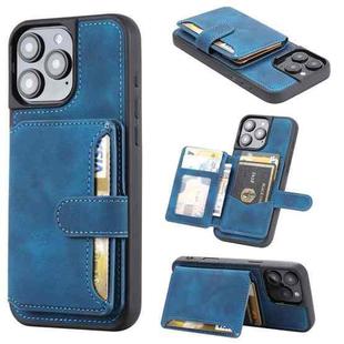 For iPhone 16 Pro Max Skin Feel Dream RFID Anti-theft PU Card Bag Phone Case(Peacock Blue)