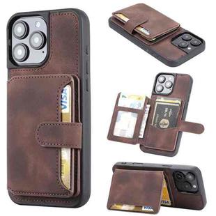 For iPhone 16 Pro Max Skin Feel Dream RFID Anti-theft PU Card Bag Phone Case(Coffee)