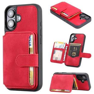 For iPhone 16 Skin Feel Dream RFID Anti-theft PU Card Bag Phone Case(Red)