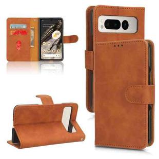 For Google Pixel Fold Skin Feel Magnetic Flip Leather Phone Case(Brown)
