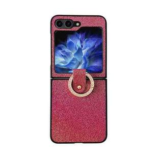 For Samsung Galaxy Z Flip5 Colorful Glitter PC Shockproof Phone Case with Ring Holder(Pink)