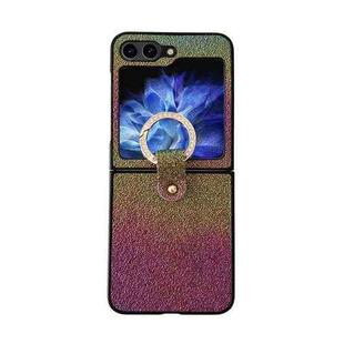 For Samsung Galaxy Z Flip5 Colorful Glitter PC Shockproof Phone Case with Ring Holder(Purple)