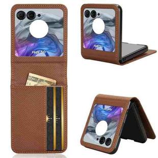 For Motorola Moto Razr 50 Card Slot PU Leather PC Phone Case(Brown)