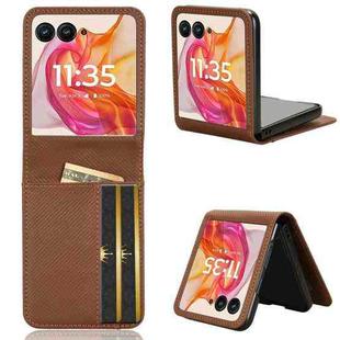 For Motorola Moto Razr 50 Ultra Card Slot PU Leather PC Phone Case(Brown)