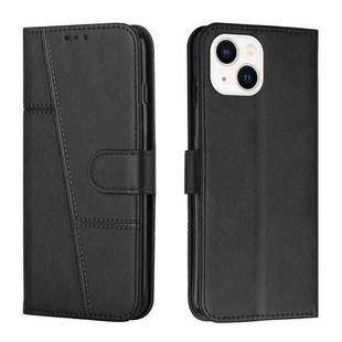 For iPhone 15 Stitching Calf Texture Buckle Leather Phone Case(Black)