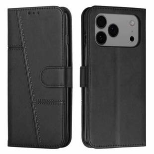 For iPhone 17 Pro Max Stitching Calf Texture Buckle Leather Phone Case(Black)
