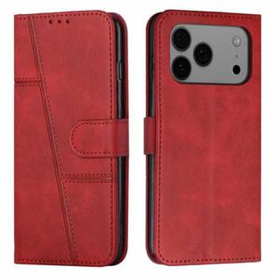 For iPhone 17 Pro Max Stitching Calf Texture Buckle Leather Phone Case(Red)