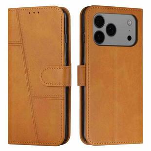 For iPhone 17 Pro Max Stitching Calf Texture Buckle Leather Phone Case(Yellow)
