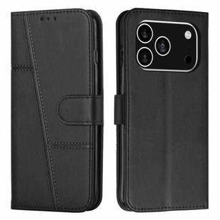 For iPhone 17 Pro Stitching Calf Texture Buckle Leather Phone Case(Black)