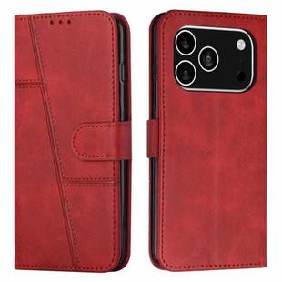 For iPhone 17 Pro Stitching Calf Texture Buckle Leather Phone Case(Red)