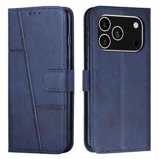 For iPhone 17 Pro Stitching Calf Texture Buckle Leather Phone Case(Blue)