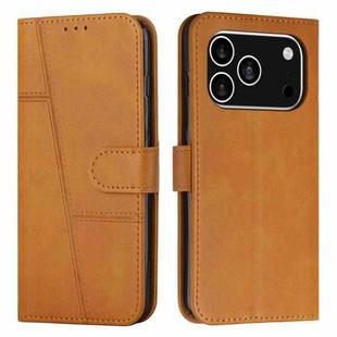 For iPhone 17 Pro Stitching Calf Texture Buckle Leather Phone Case(Yellow)