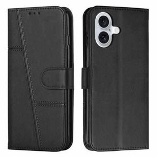 For iPhone 17 Stitching Calf Texture Buckle Leather Phone Case(Black)